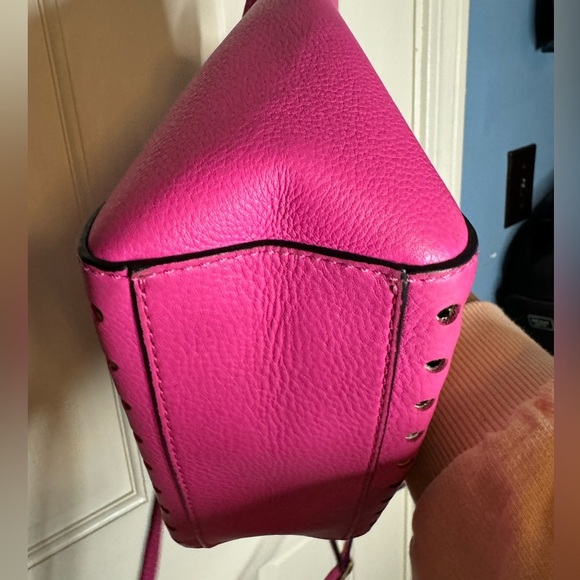 Kate Spade Saturday Satchel Crossbody Bag Laser Cut Perforated Leather Hot Pink - Picture 6 of 11